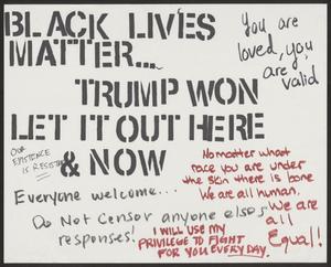 Primary view of object titled '[White "Trump Won, Let It Out Here & Now" poster]'.