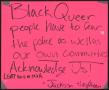 Poster: [Pink "Black Queer People Have to Fear..." poster]