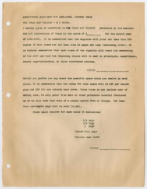 Primary view of object titled '[Advertising agreement for The Texas Art Teacher]'.