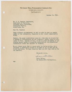 Primary view of object titled '[Letter from Helen Dillon to Carl Compton, October 21, 1943]'.
