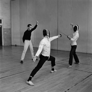 Primary view of object titled '[Fencing with a referee]'.