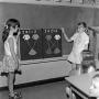 Photograph: [Young girls practicing math]
