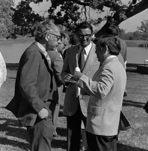 Primary view of object titled '[Men talking in a park, 2]'.