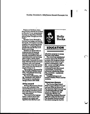 Primary view of object titled '[Denton Record-Chronicle clipping, December 6, 1992]'.