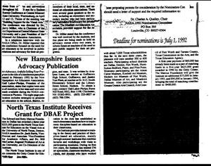 Primary view of object titled '[Articles in an unnamed newspaper]'.