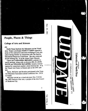 Primary view of object titled '[UNT UPDATE clipping, Vol. 22 No. 6, November 25, 1991]'.