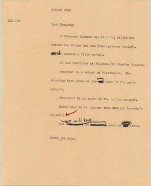 Primary view of object titled '[News Script: Killer Open]'.