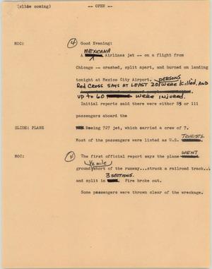 Primary view of object titled '[News Script: Mexicana Crash]'.