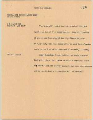 Primary view of object titled '[News Script: Chemical Warfare]'.