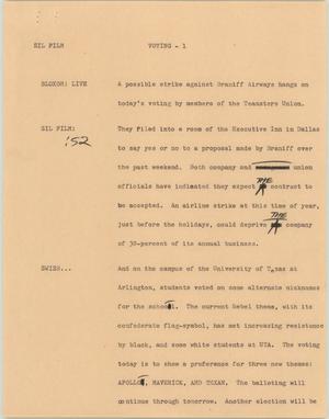 Primary view of object titled '[News Script: Voting]'.