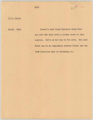 Primary view of object titled '[News Script: Meir]'.