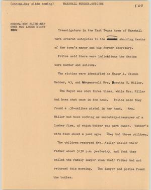 Primary view of object titled '[News Script: Marshall murder-suicide]'.