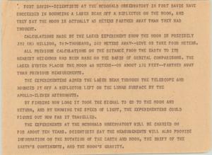 Primary view of object titled '[News Script: Moon experiments]'.