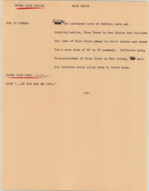 Primary view of object titled '[News Script: Blue cross]'.