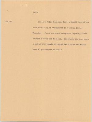 Primary view of object titled '[News Script: India]'.