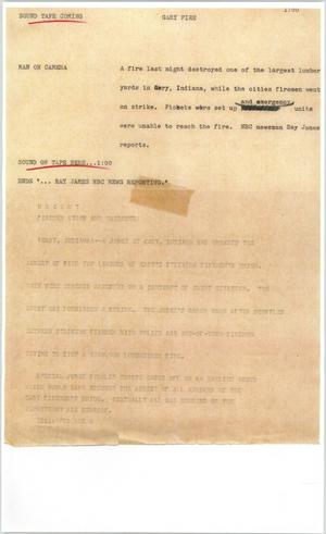 Primary view of object titled '[News Script: Gary Fire]'.