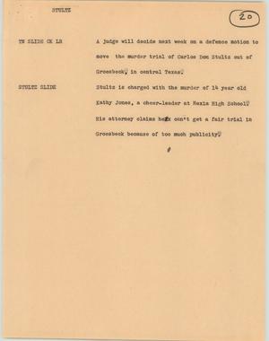 Primary view of object titled '[News Script: Stultz]'.