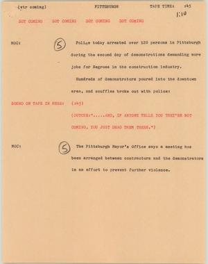Primary view of object titled '[News Script: Pittsburgh]'.