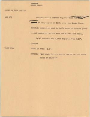 Primary view of object titled '[News Script: Snake river]'.
