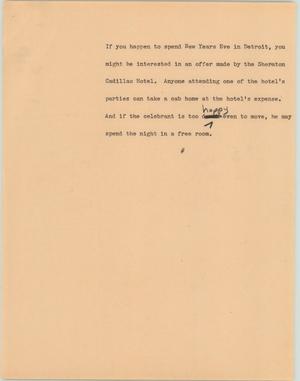 Primary view of object titled '[News Script: NYE]'.