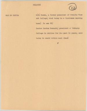 Primary view of object titled '[News Script: Colleges]'.