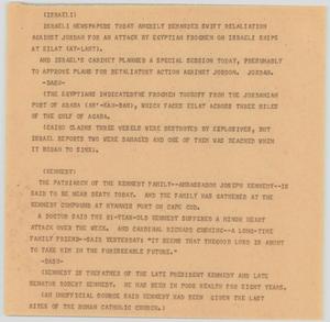Primary view of object titled '[News Script: Israel and Kennedy]'.