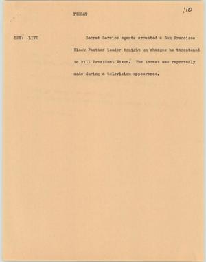 Primary view of object titled '[News Script: Threat]'.
