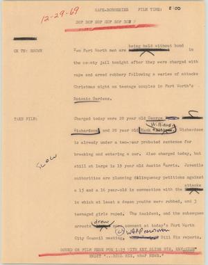 Primary view of object titled '[News Script: Rape and robberies]'.