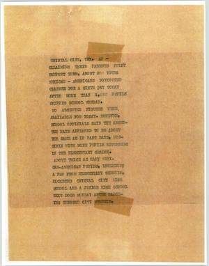 Primary view of object titled '[News Script: Crystal City, TX AP.]'.