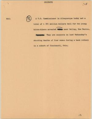 Primary view of object titled '[News Script: Suspects]'.
