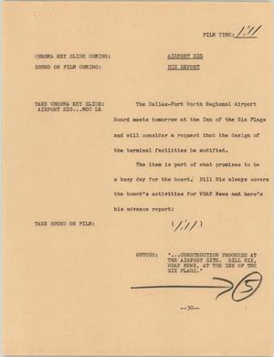 Primary view of object titled '[News Script: Airport construction request]'.