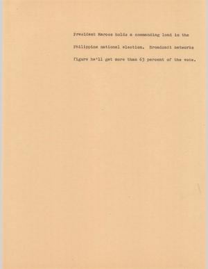 Primary view of object titled '[News Script: Philippine presidential election]'.