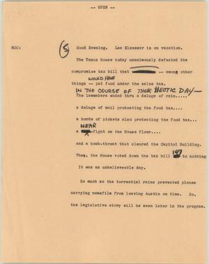 Primary view of object titled '[News Script: House Update]'.
