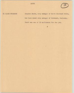 Primary view of object titled '[News Script: Shutt]'.