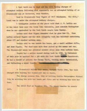 Primary view of object titled '[News Script: Women murderers]'.