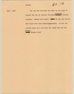 Primary view of object titled '[News Script: Saigon attacked]'.