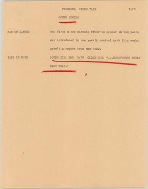 Primary view of object titled '[News Script: Fashions]'.