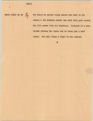 Primary view of object titled '[News Script: House]'.