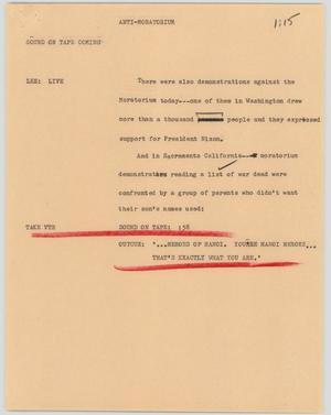 Primary view of object titled '[News Script: Anti-moratorium]'.