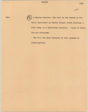 Primary view of object titled '[News Script: Marine]'.