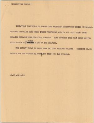 Primary view of object titled '[News Script: Convention center]'.
