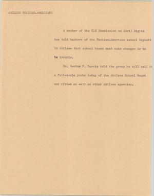 Primary view of object titled '[News Script: Abilene Mexican-Americans]'.