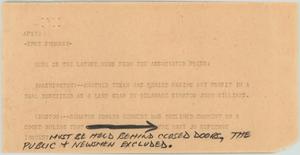 Primary view of object titled '[News Script: Associated Press bulletin]'.