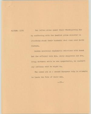 Primary view of object titled '[News Script: Thanksgiving meeting with Prime Minister]'.