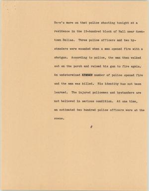 Primary view of object titled '[News Script: Dallas police shooting]'.