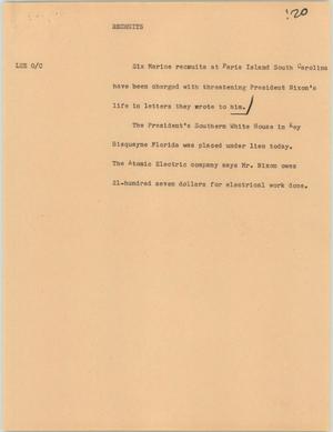 Primary view of object titled '[News Script: Recruits]'.