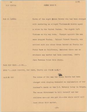 Primary view of object titled '[News Script: Green Berets]'.