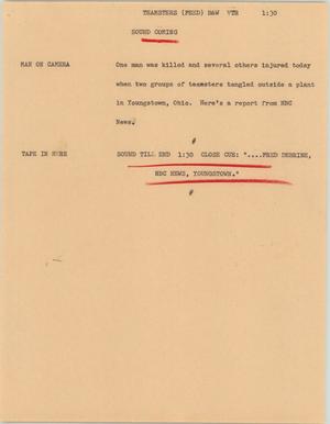 Primary view of object titled '[News Script: Teamsters]'.