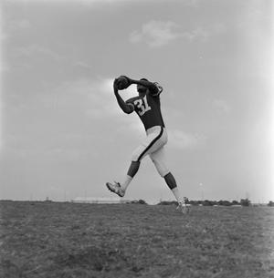 Primary view of object titled '[North Texas State football player number 31 catching a football, 2]'.