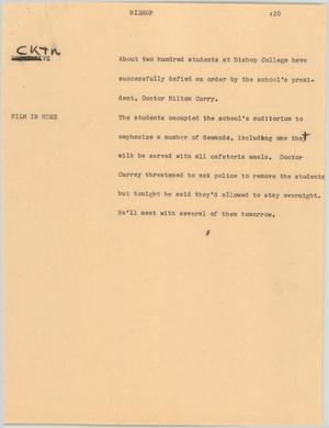 Primary view of object titled '[News Script: Bishop]'.